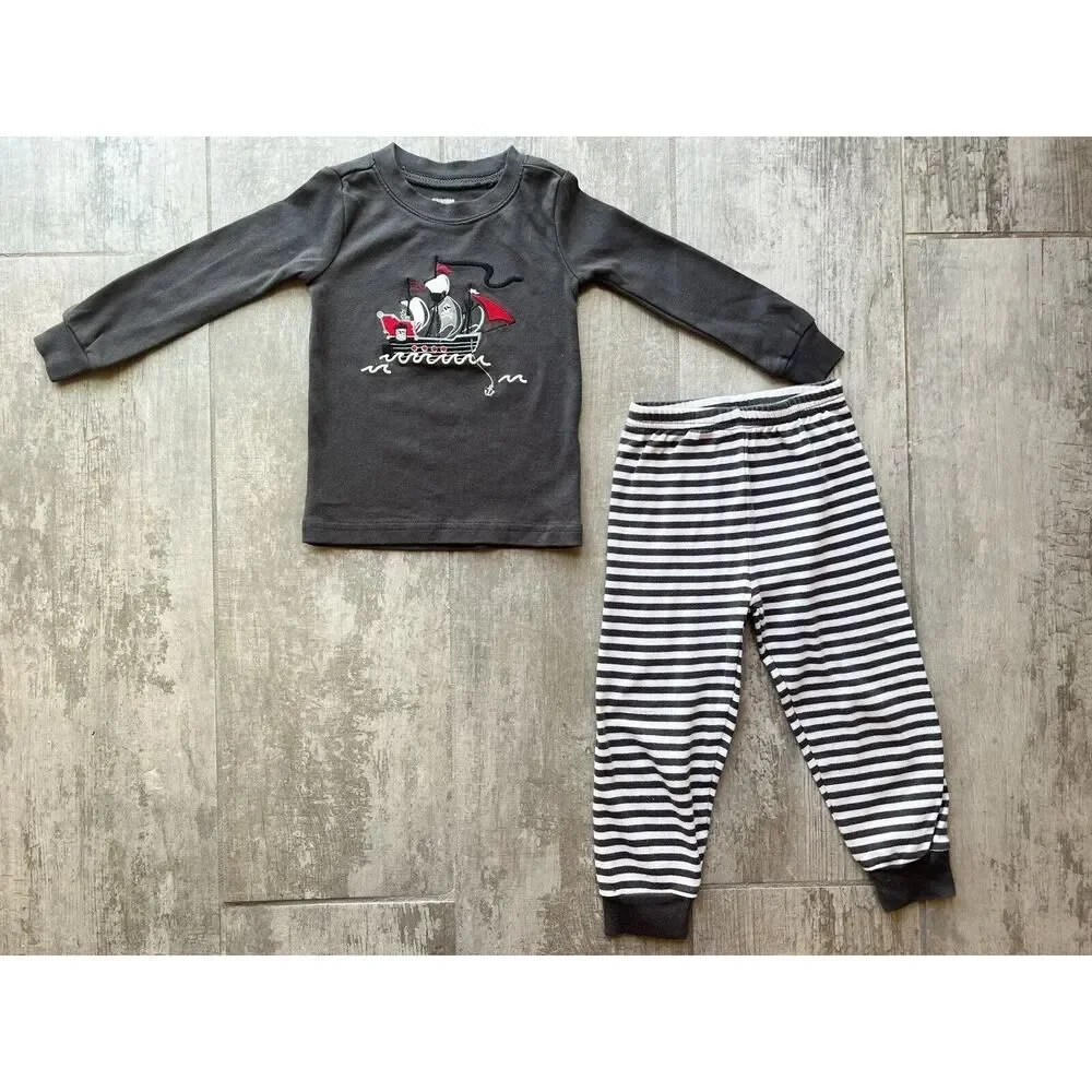 2 Piece Set Gymboree Pirate Pajamas Boys Cotton Snug Fitting Pjs Sleep Lounge 2T